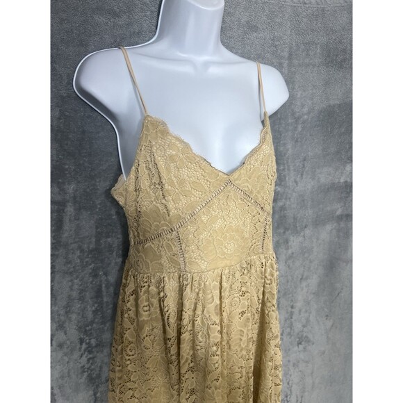 NSR Beige Lace Crochet Trim Midi Dress L - Picture 5 of 16